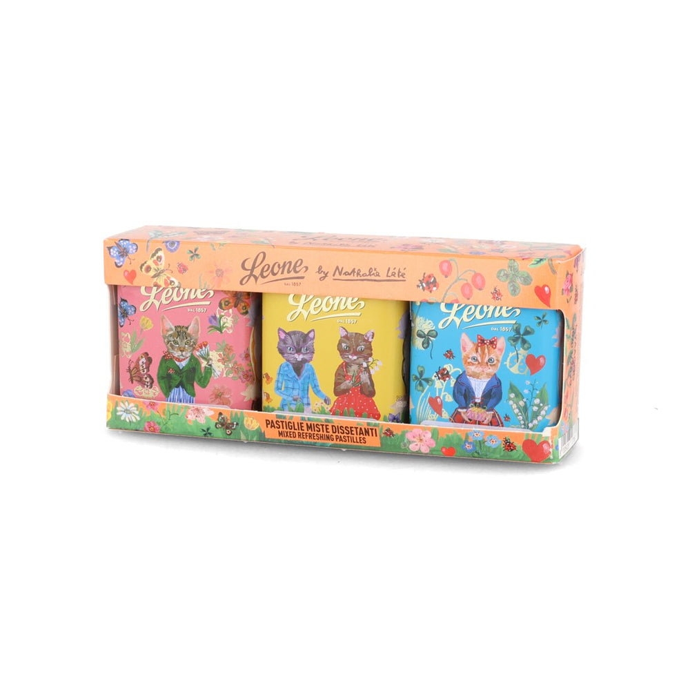 Leone Set of 3 Nathalie Lete Cat Tin Candies, 30g