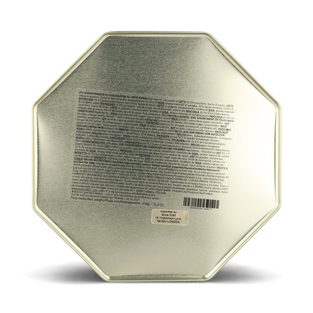 Leone Milk Chocolate Hazelnut & Pistachio Pralines in Tin, 450g