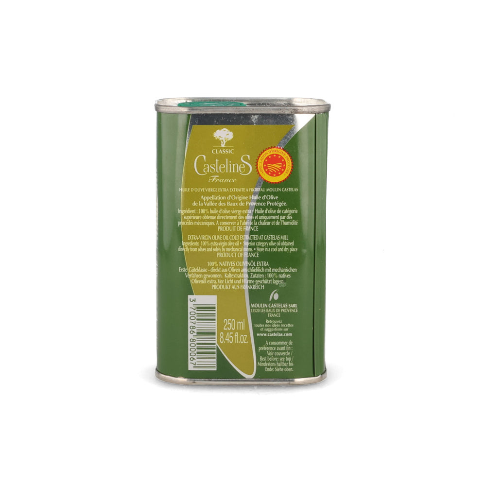 Moulin Castelas AOP Vallee des Baux de Provence Extra Virgin Olive Oil in Tin, 250ml