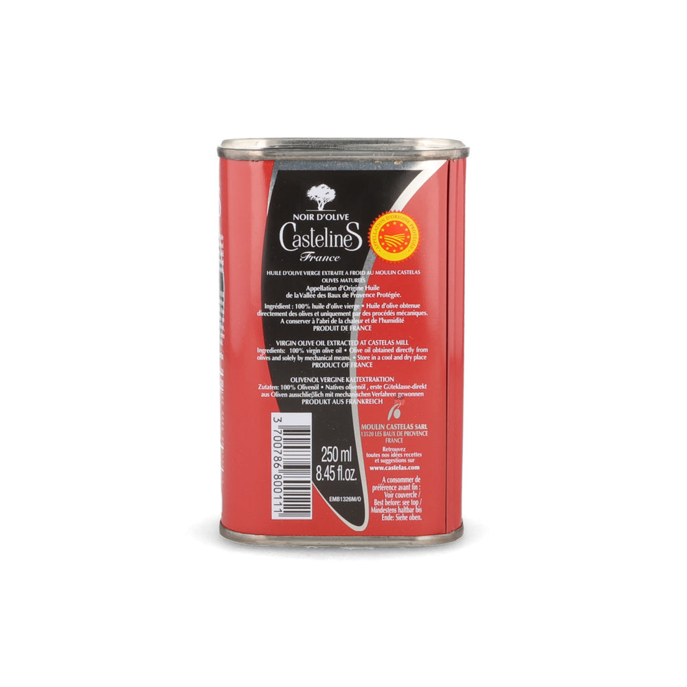 Moulin Castelas AOP Vallee des Baux Virgin Black Olive Oil in Tin, 250ml