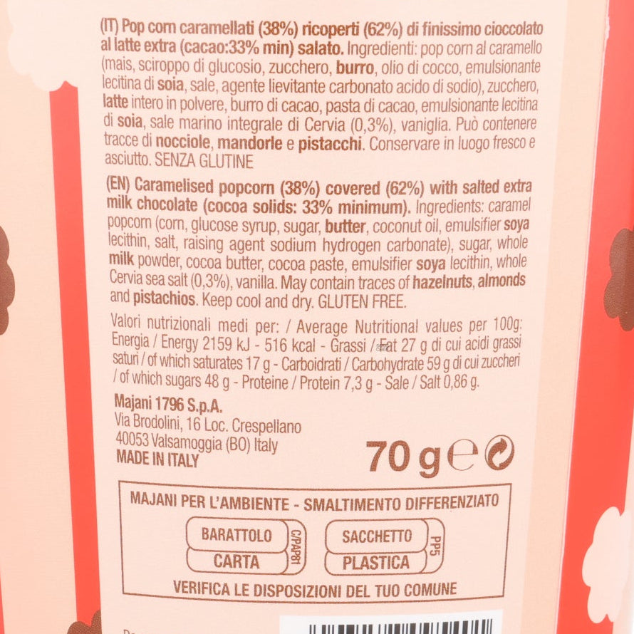 Majani Milk Chocolate Covered Salted Popcorn, 70g