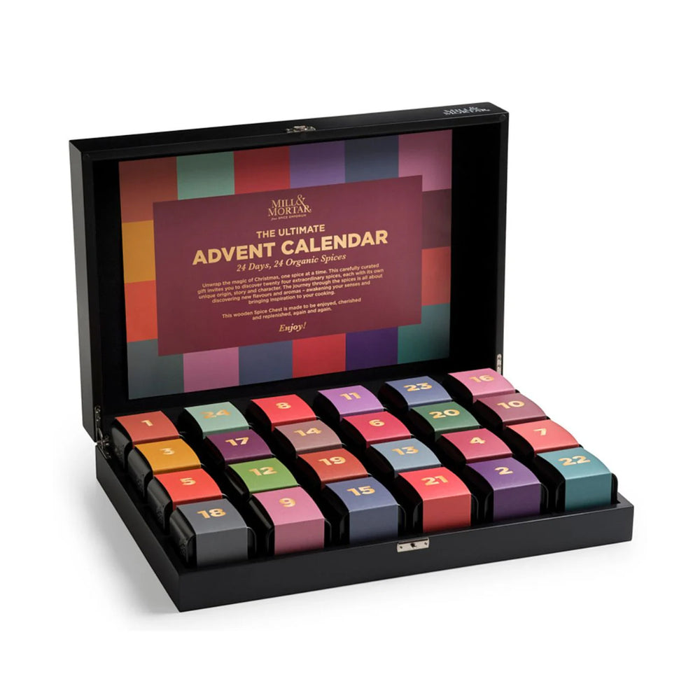 Mill & Mortar Organic Spice Advent Calendar in Wooden Chest