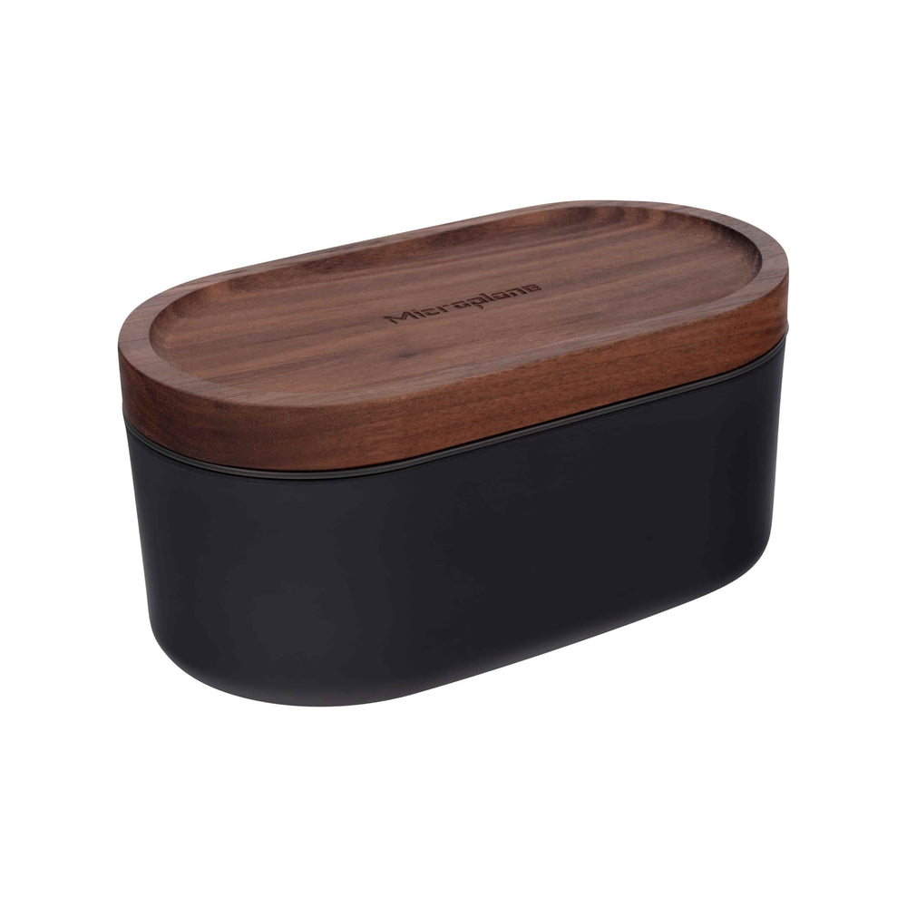 Microplane Grey Grater with Container & Walnut Lid
