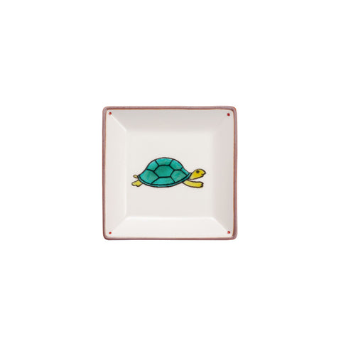 Japanese Turtle Porceain Square Garnish Plate, 9cm