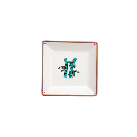 Japanese Bamboo Porceain Square Garnish Plate, 9cm