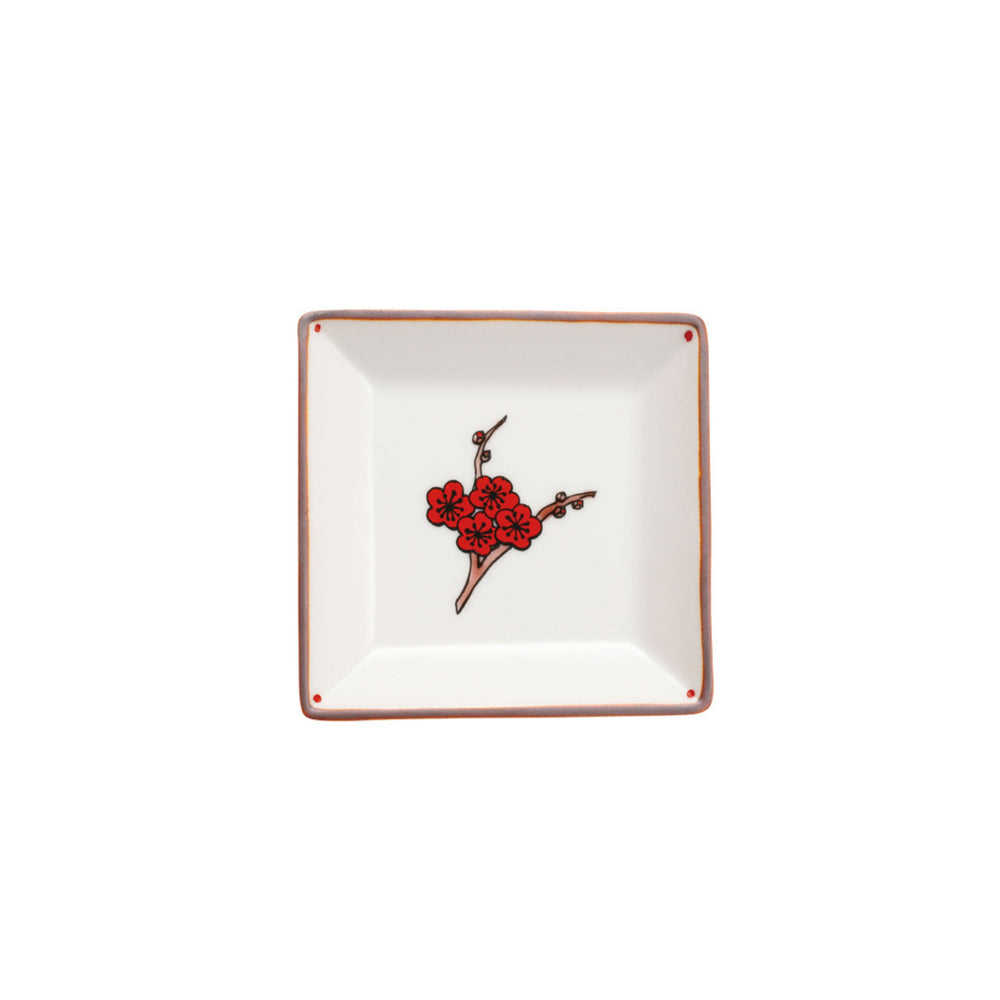 Japanese Cherry Blossom Porceain Square Garnish Plate, 9cm
