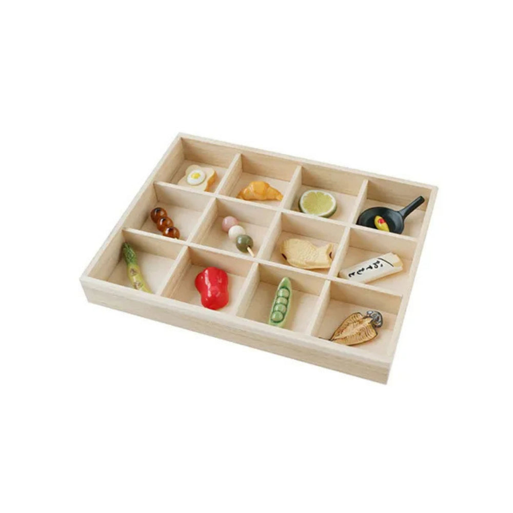 12 Compartment Wooden Japanese Chopstick Rest Collection Box