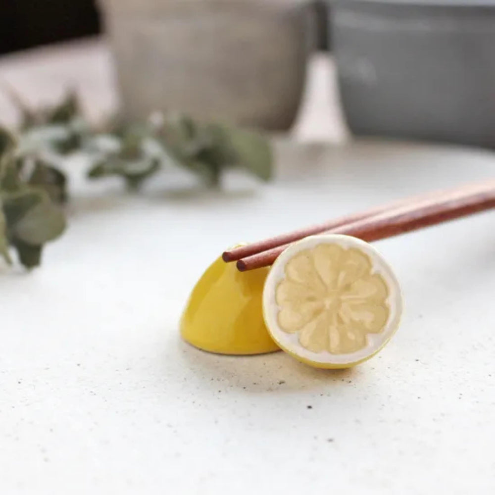 Cut Lemon Japanese Ceramic Chopstick Rest