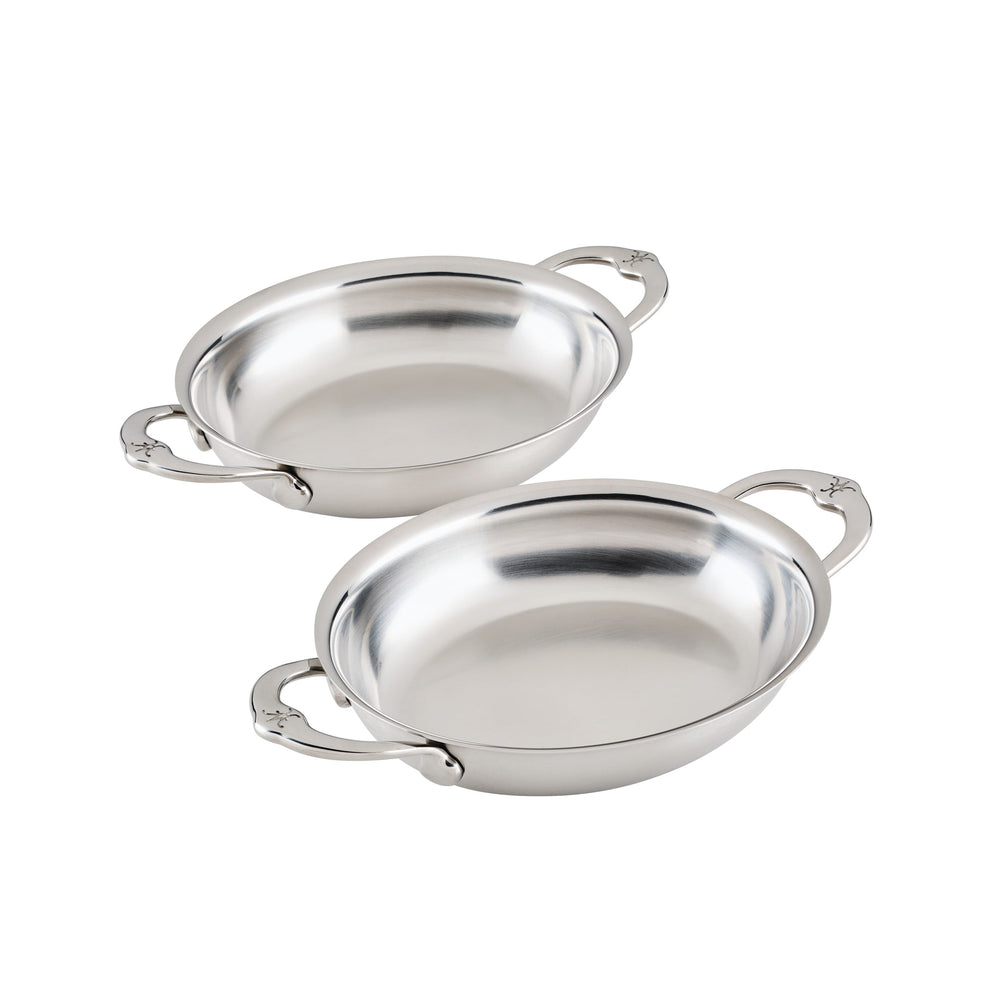 Hestan Provisions Set of 2 Mini Oval Stainless Steel Oven Dishes, 17x14cm