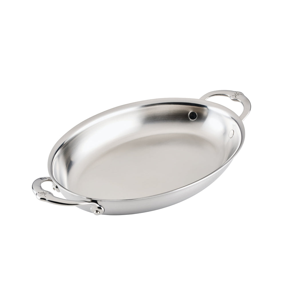 Hestan Provisions Set of 2 Mini Oval Stainless Steel Oven Dishes, 17x14cm