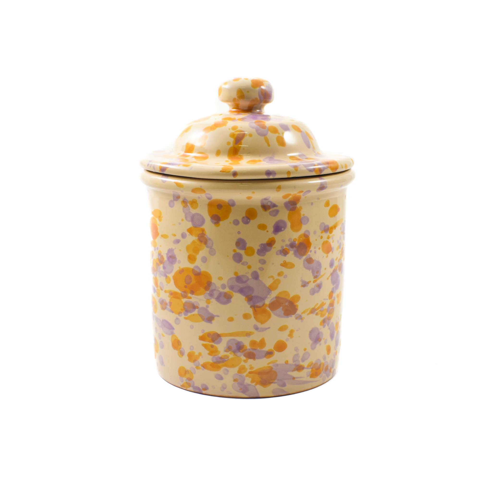 Puglia Lilac and Yellow Splatter Storage Jar, 15cm