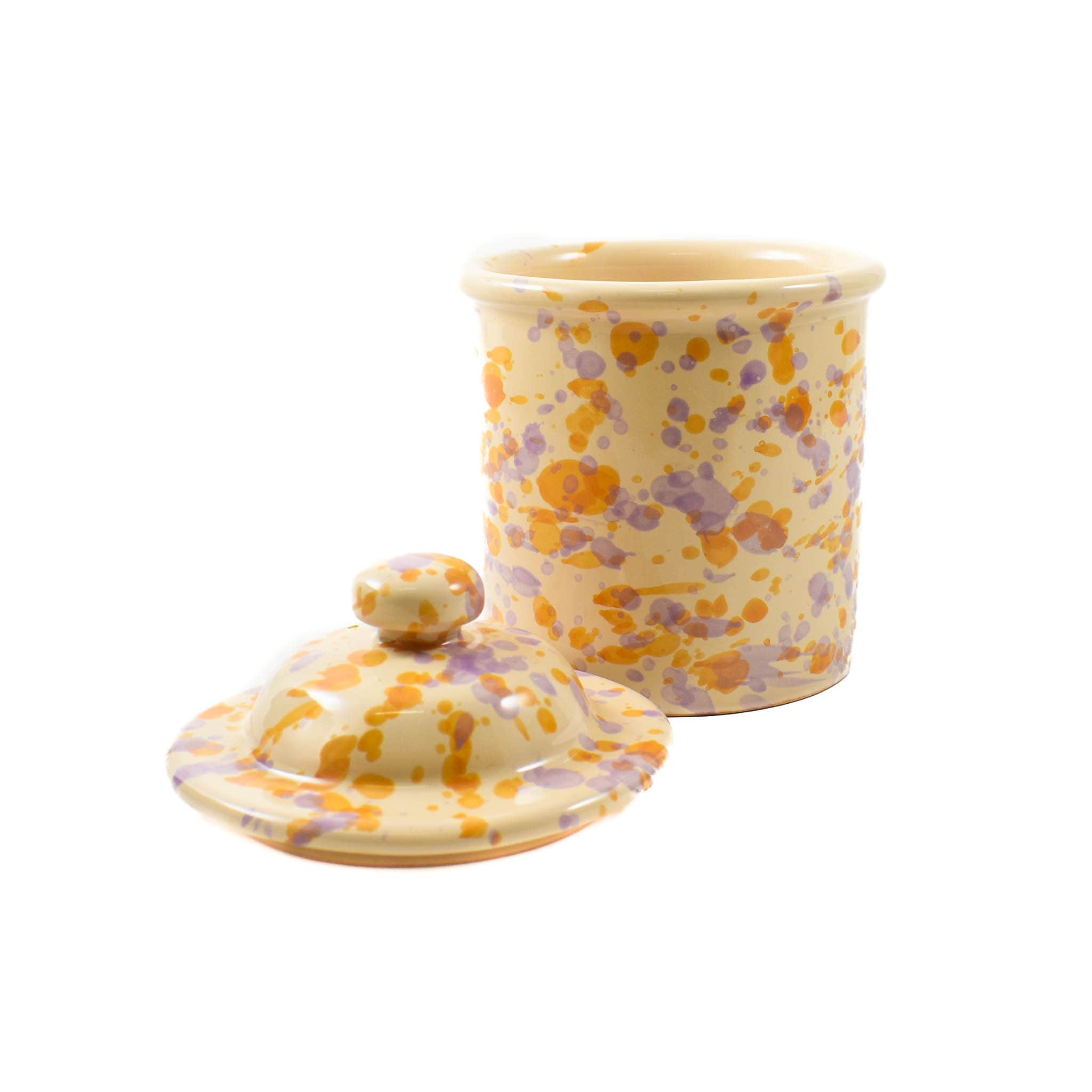 Puglia Lilac and Yellow Splatter Storage Jar, 15cm