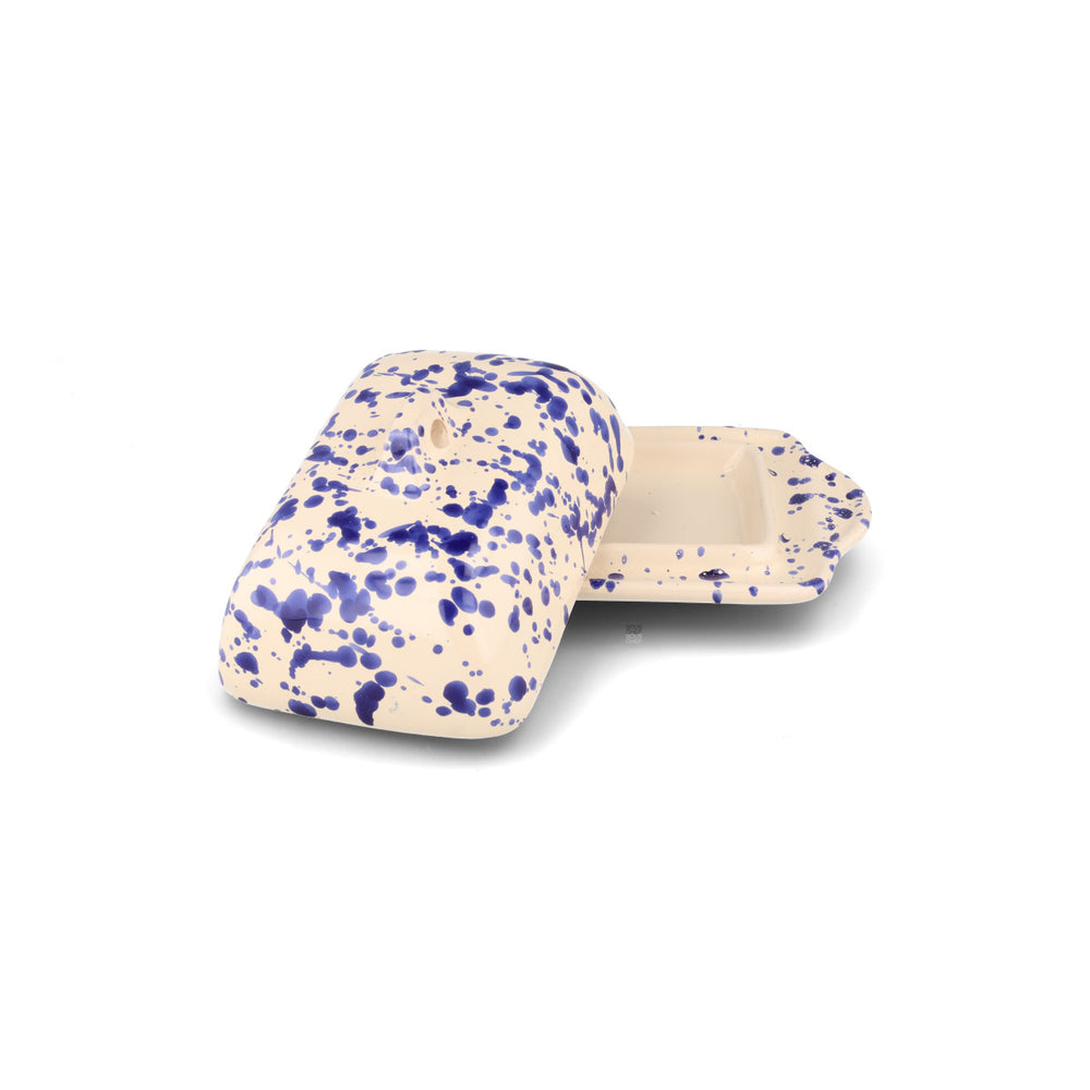 Puglia Blue Splatter Butter Dish, 20x12.5cm