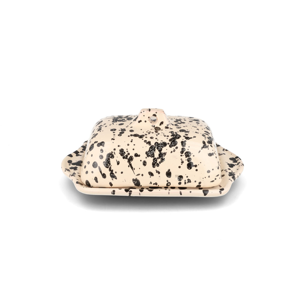Puglia Black Splatter Butter Dish, 20x12.5cm