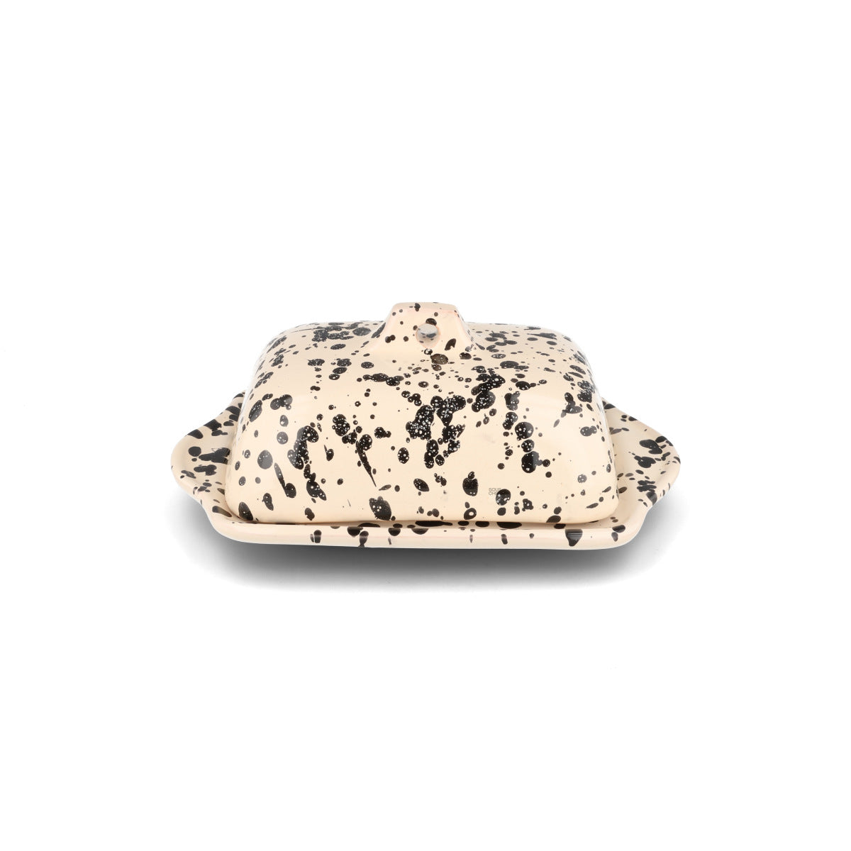 Puglia Black Splatter Butter Dish, 20x12.5cm