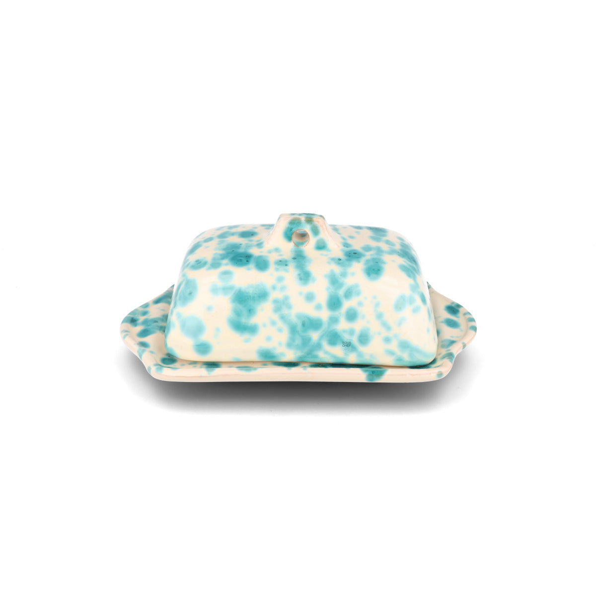 Puglia Aquamarine Splatter Butter Dish, 20x12.5cm