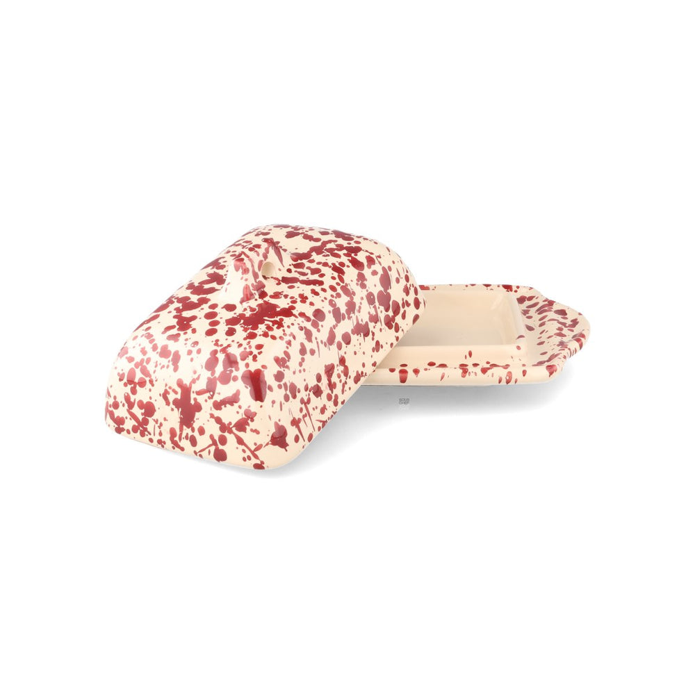 Puglia Burgundy Splatter Butter Dish, 20x12.5cm