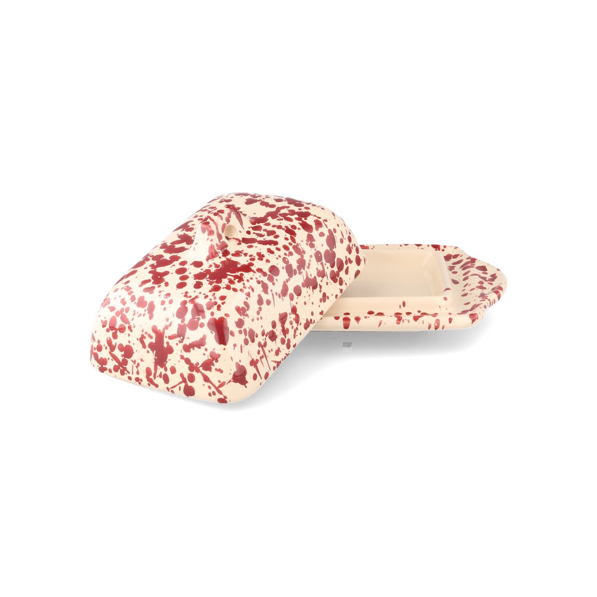 Puglia Burgundy Splatter Butter Dish, 20x12.5cm