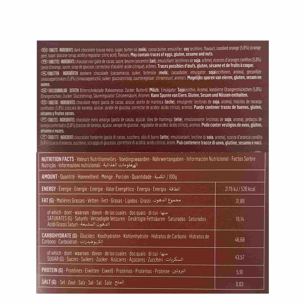 Neuhaus Dark Orange Chocolate Bar, 100g