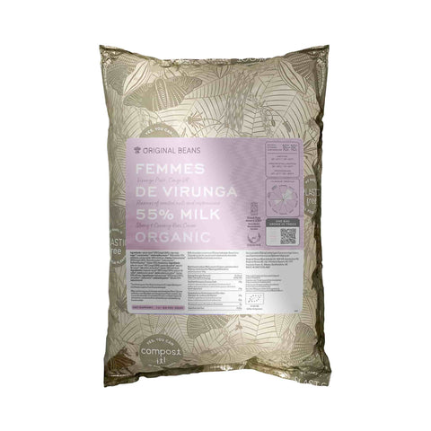 Original Beans 55% Femmes de Virunga Dark Milk Couverture Chocolate, 2kg