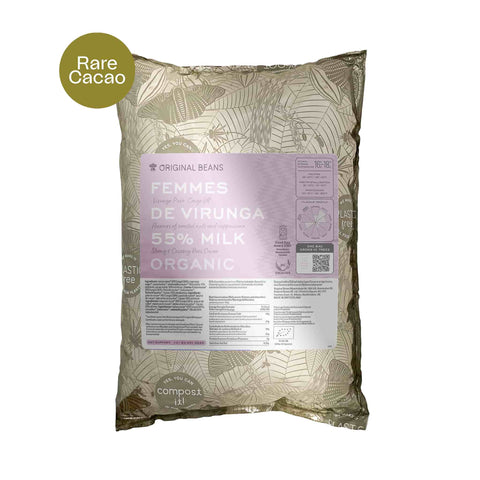 Original Beans 55% Femmes de Virunga Dark Milk Couverture Chocolate, 2kg