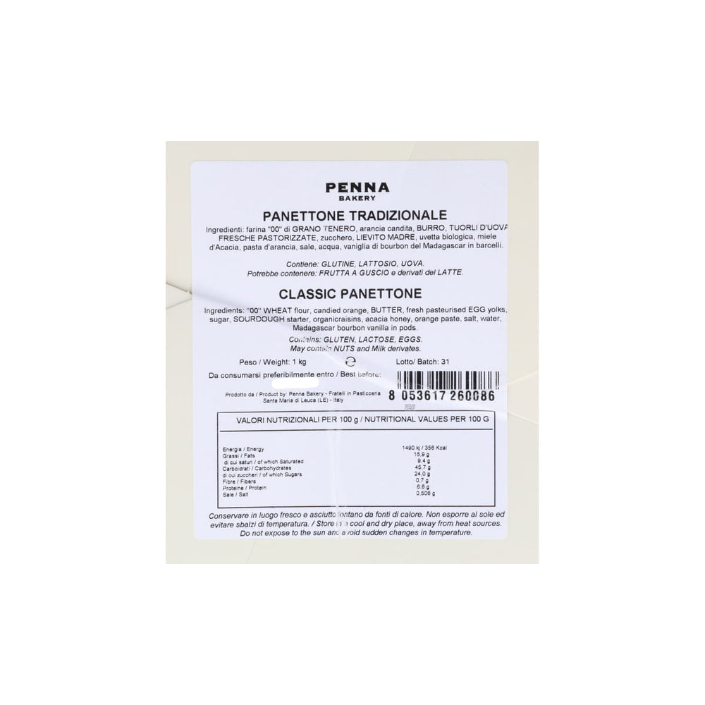 Penna Bakery Classic Panettone, 1kg