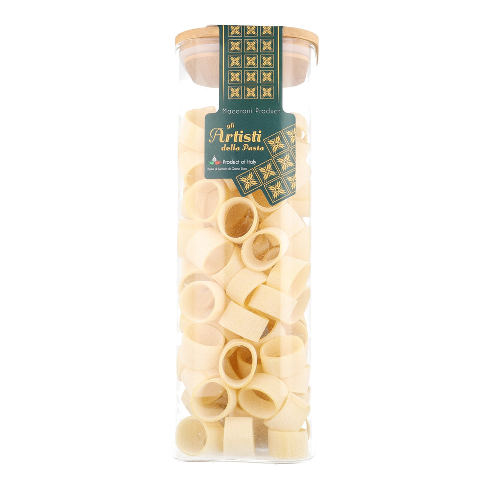 Gli Artisti della Pasta Large Round Borosilicate Jar, with Tricolour Pasta, 500g
