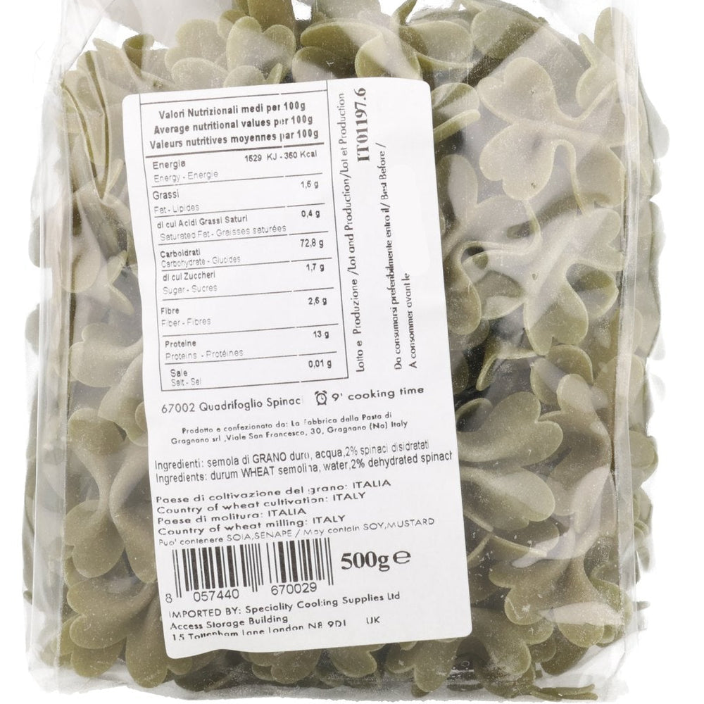 Gli Artisti della Pasta IGP Clover Pasta with Spinach, 500g
