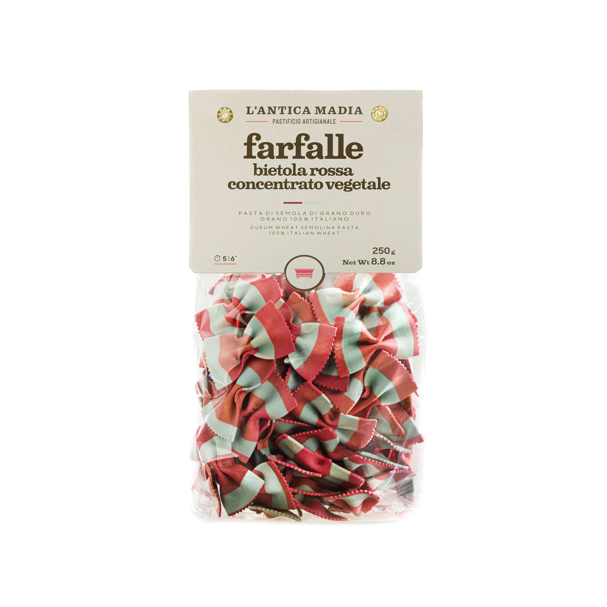 Pasta L'Antica Striped Farfalle with Beetroot, 250g