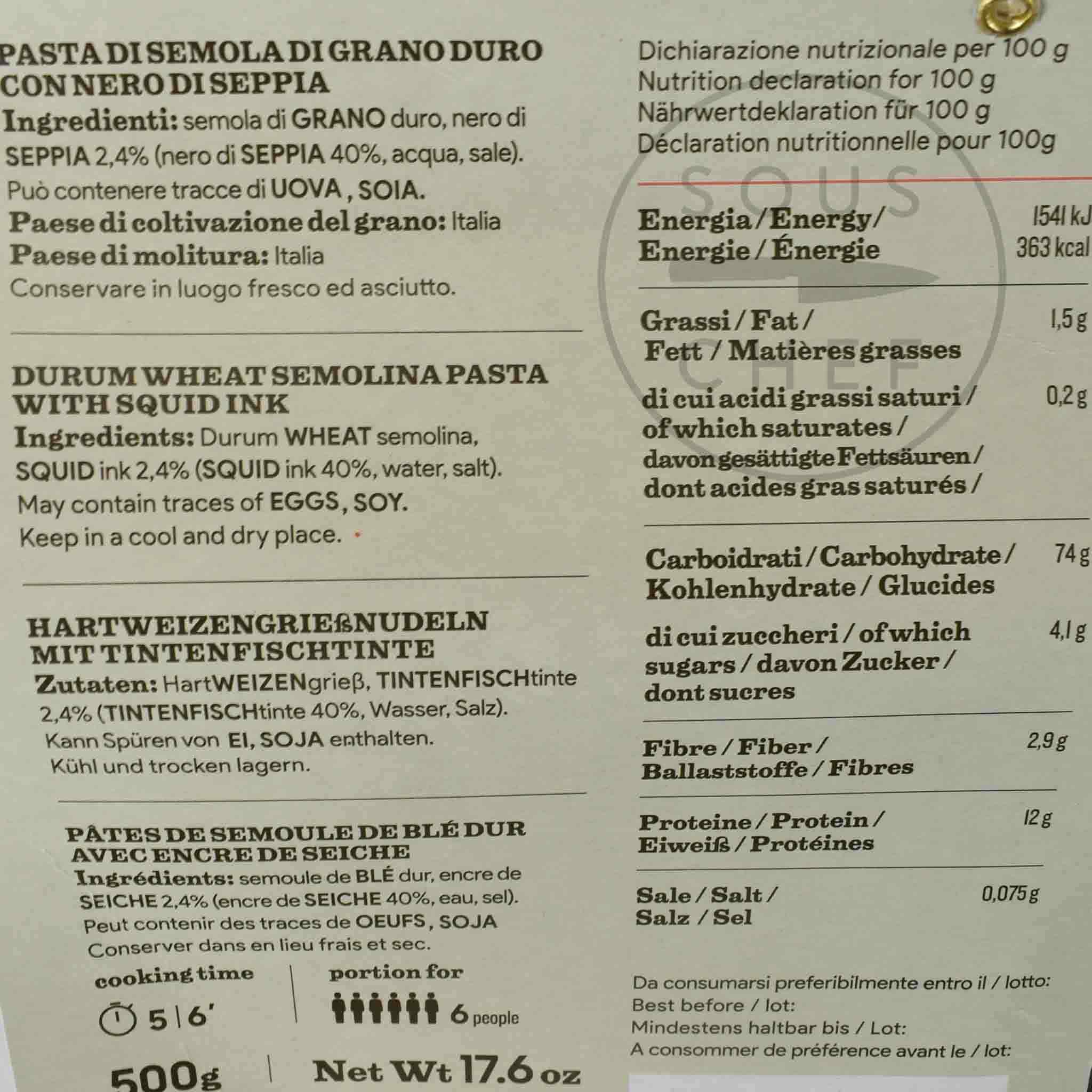 Pasta L'Antica Black Squid Ink Tagliatelle, 500g