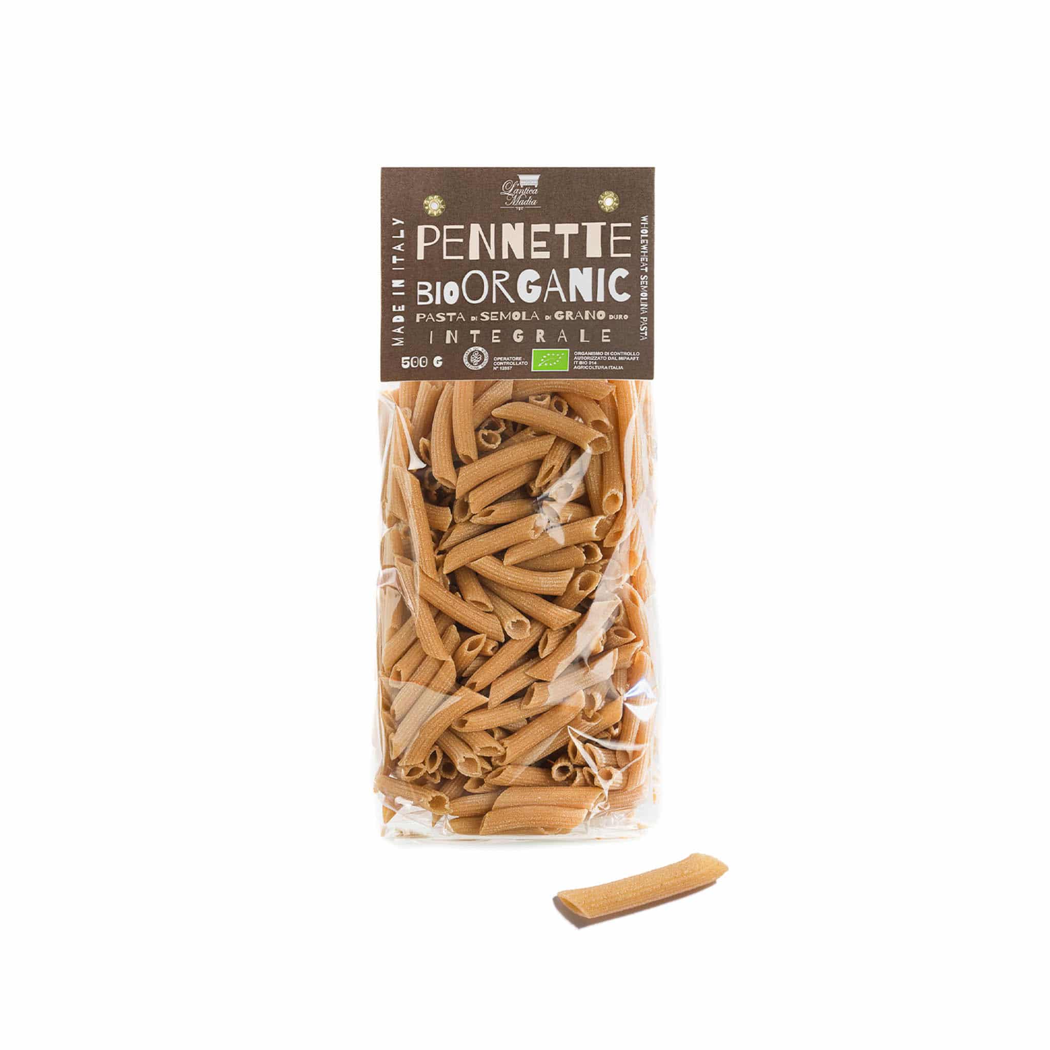 Pasta L'Antica Organic Wholewheat Pennette Pasta, 500g