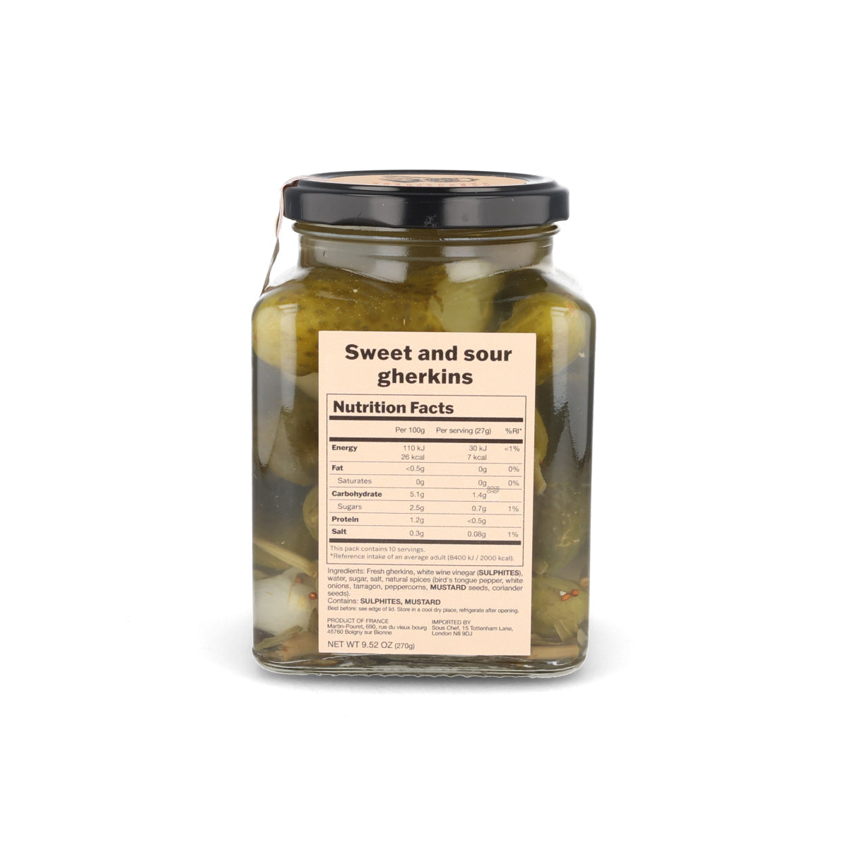 Martin Pouret Sour and "Not So Sweet" French Gherkins, 270g