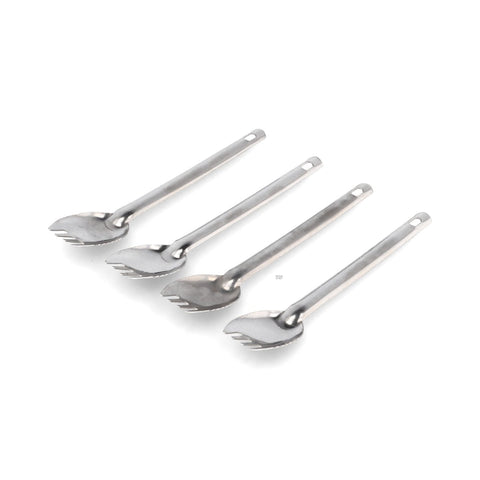Set of 100 Stainless Steel Canape 3-in-1 Spoons