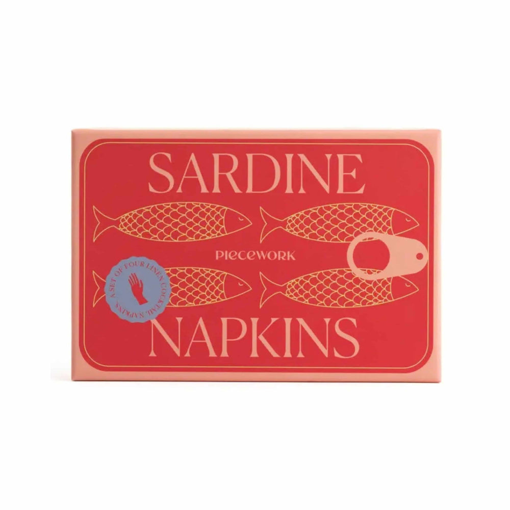 Set of 4 Sardine Linen Cocktail Napkins in Gift Box