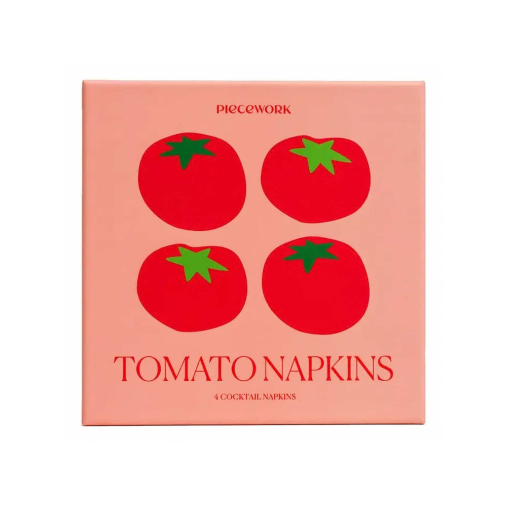 Set of 4 Tomato Linen Cocktail Napkins in Gift Box