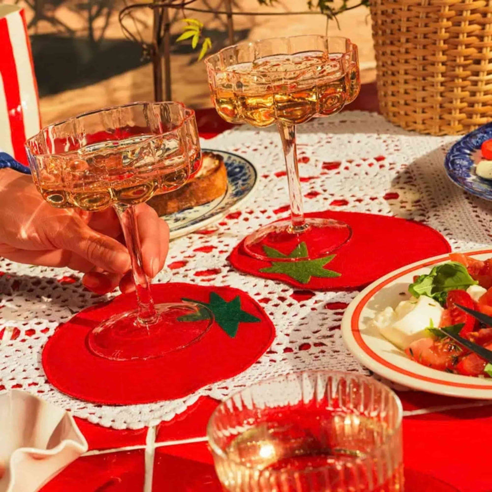 Set of 4 Tomato Linen Cocktail Napkins in Gift Box