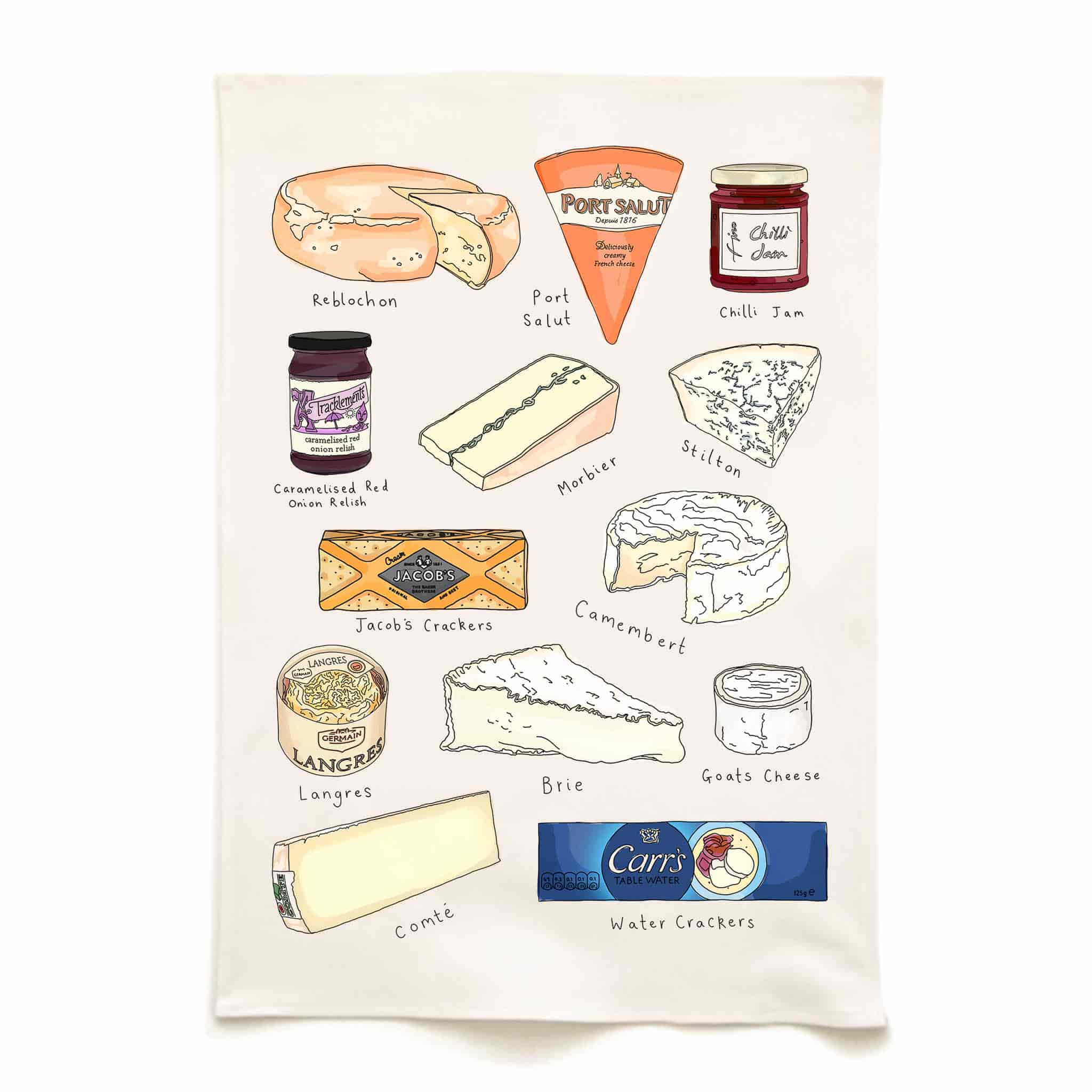 Cheese and Crackers Organic Cotton Tea Towel