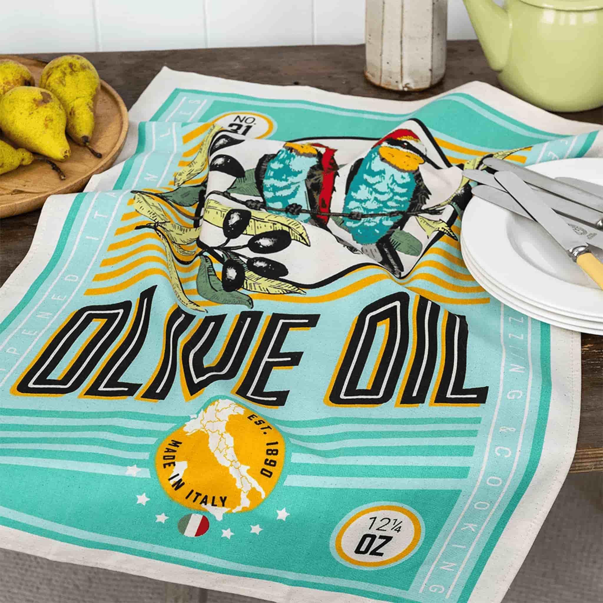 Vintage Inspired Olive Oil Tea Towel | Buy online UK – Sous Chef UK