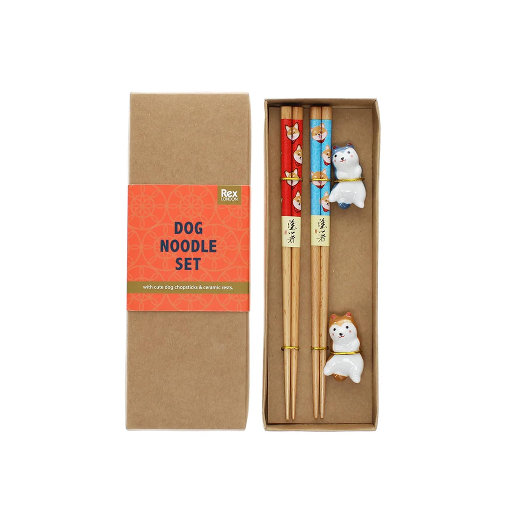 Set of 2 Dog Chopsticks & Rests Set