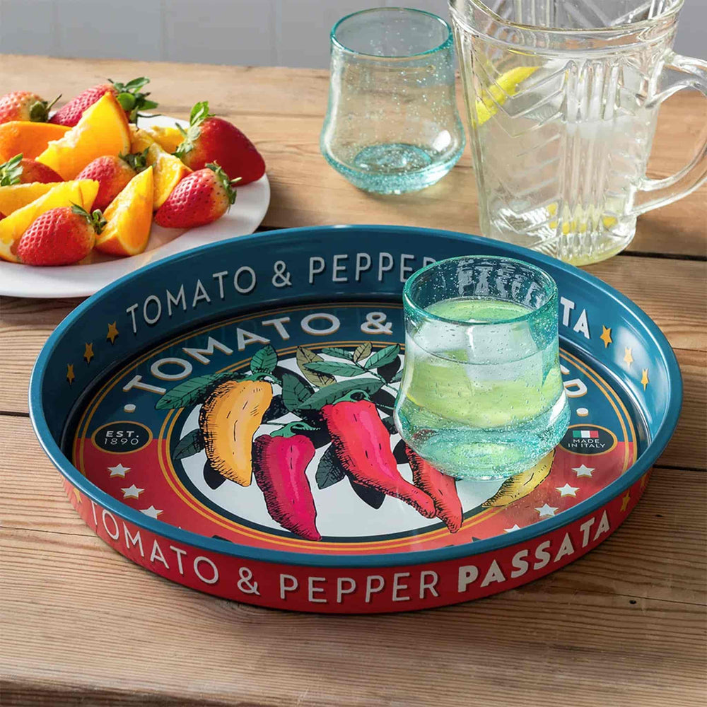 Vintage Inspired Passata Metal Serving Tray, 31cm