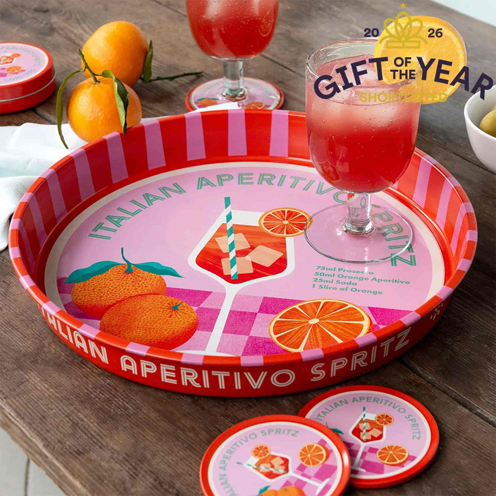 Vintage Inspired Aperativo Metal Serving Tray, 31cm