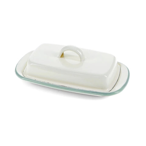 Light Green Rimmed Enamel Butter Dish