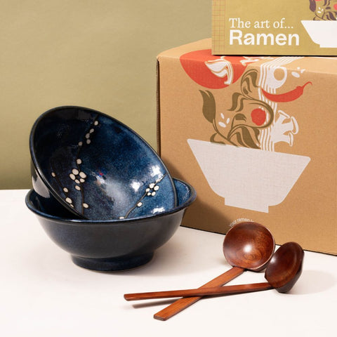 Blue Sakura Ramen Bowl Set