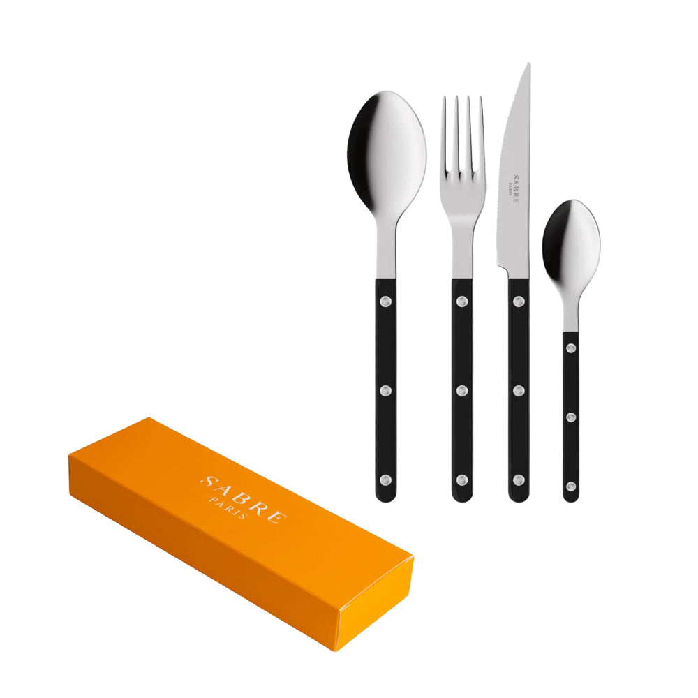 Sabre Paris Black Bistrot 4 Piece Cutlery Set in Gift Box