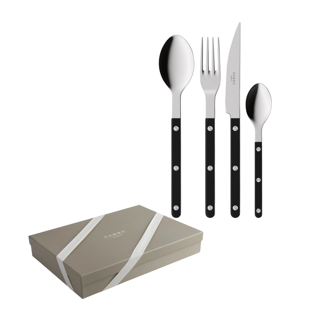 Sabre Paris Black Bistrot 24 Piece Cutlery Set in Gift Box