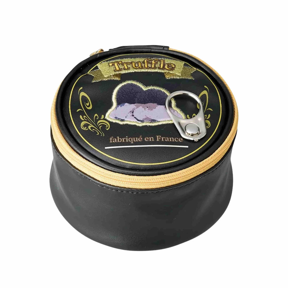 Vegan Leather Truffle Round Zippered Pouch, 10cm
