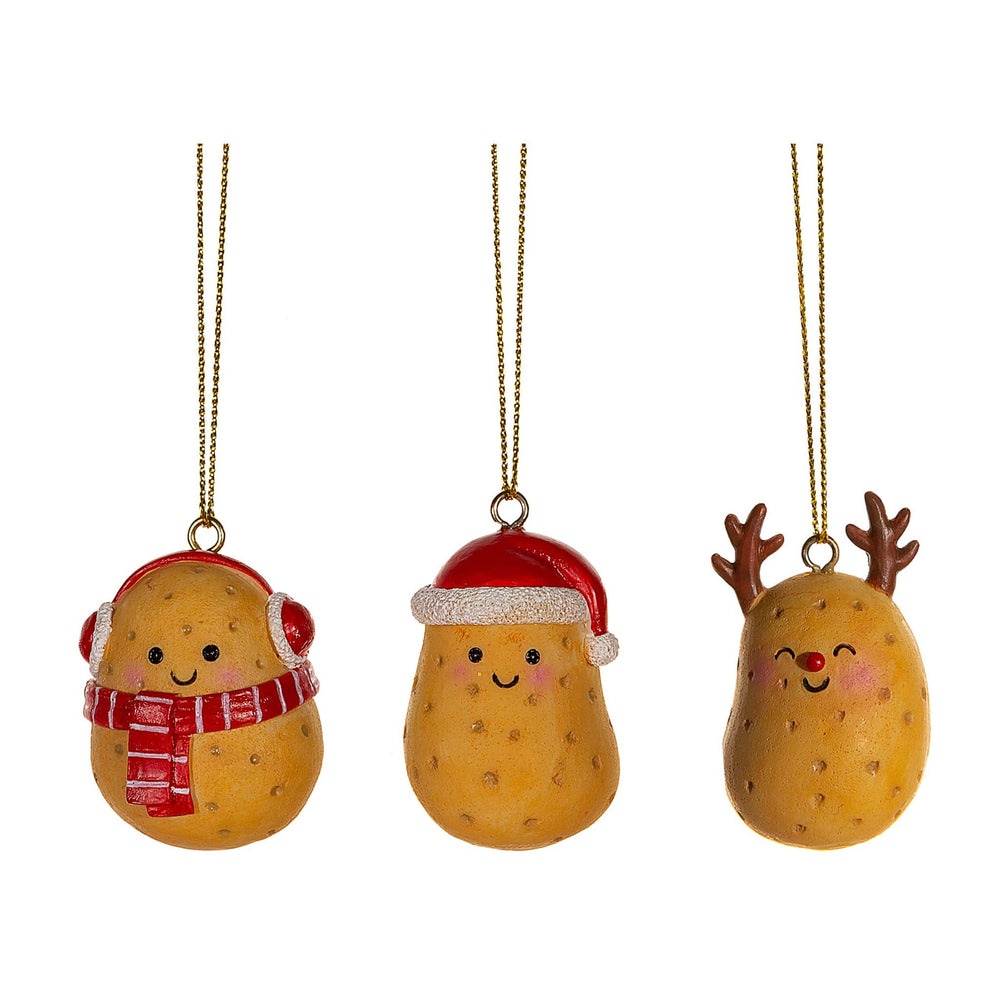 Set of 3 Christmas Potatoes Bauble Tree Decoration