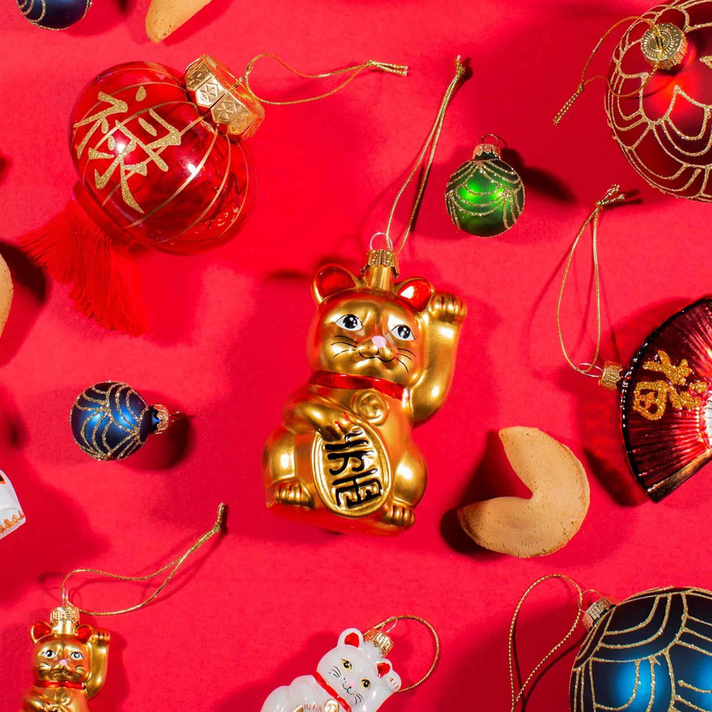 Golden Lucky Cat Bauble Tree Decoration