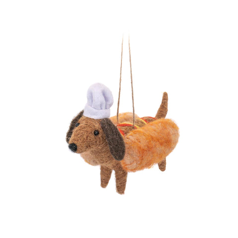 Felt Hot Sausage Dog Tree Decoration