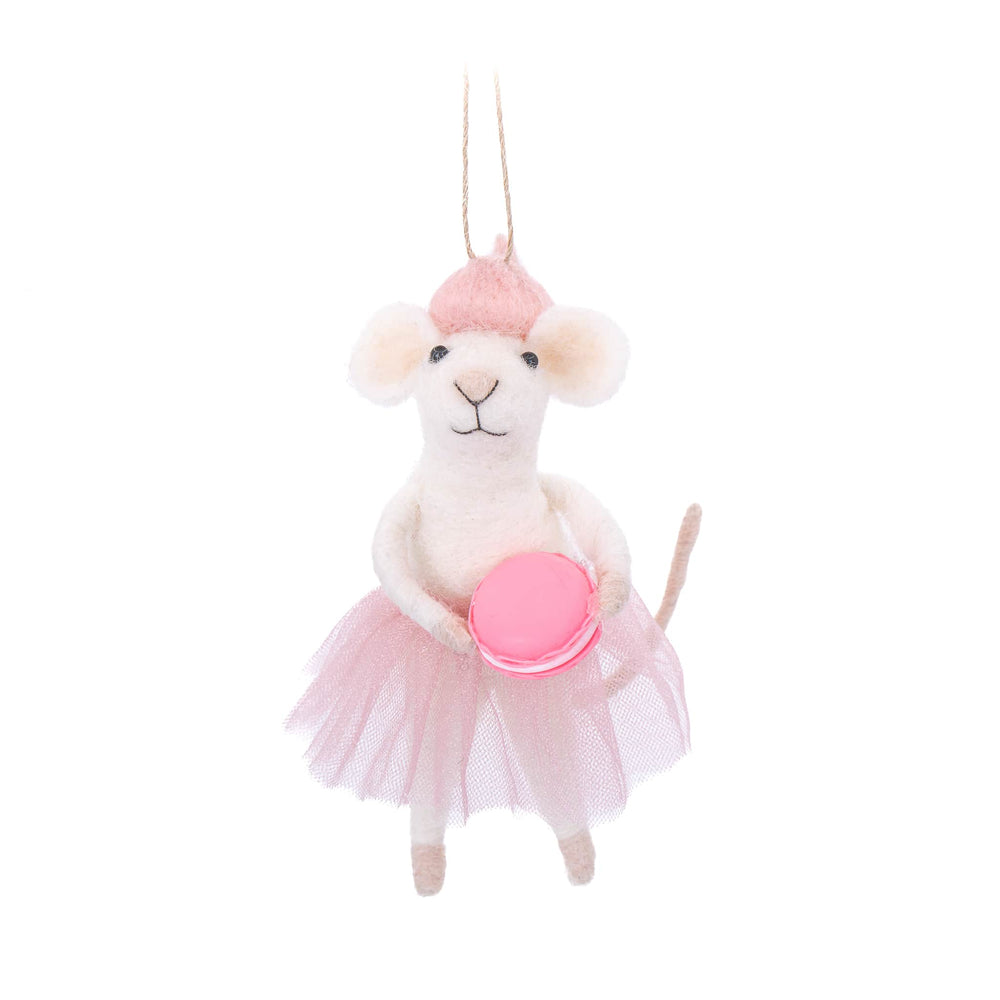 Felt French Mouse with Macaron Tree Decoration